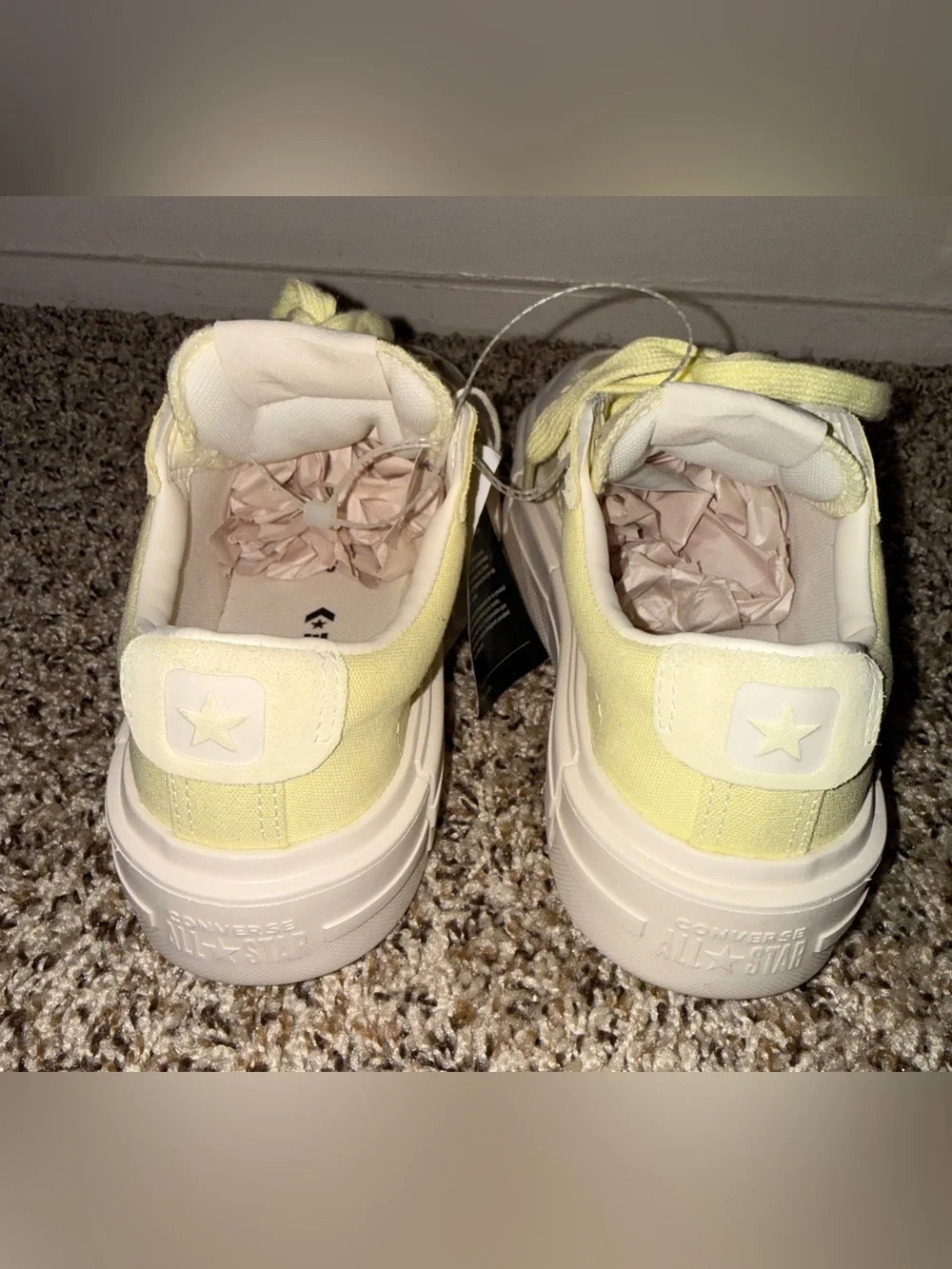 Converse Low Top Sneakers in Light Yellow and White - Picture 7 of 10
